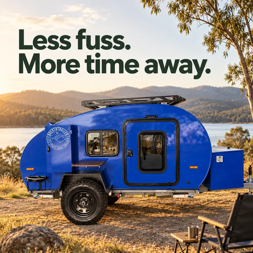 Illustrated camping scene with a Breath Essential