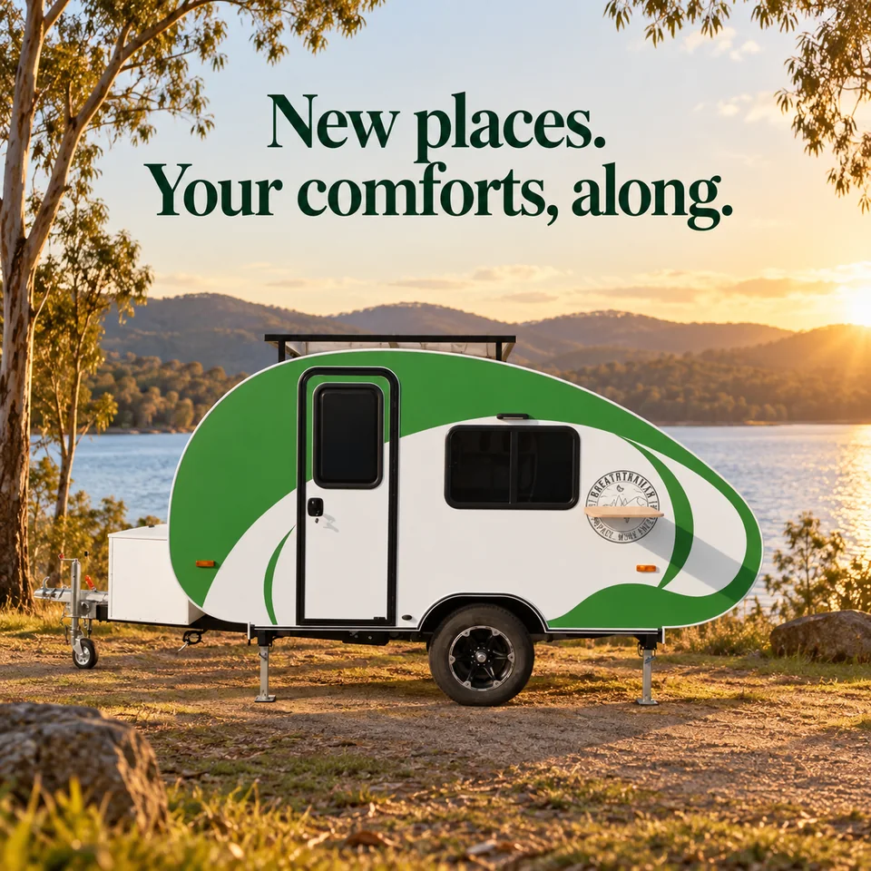 Illustrated camping scene with a Breath Max