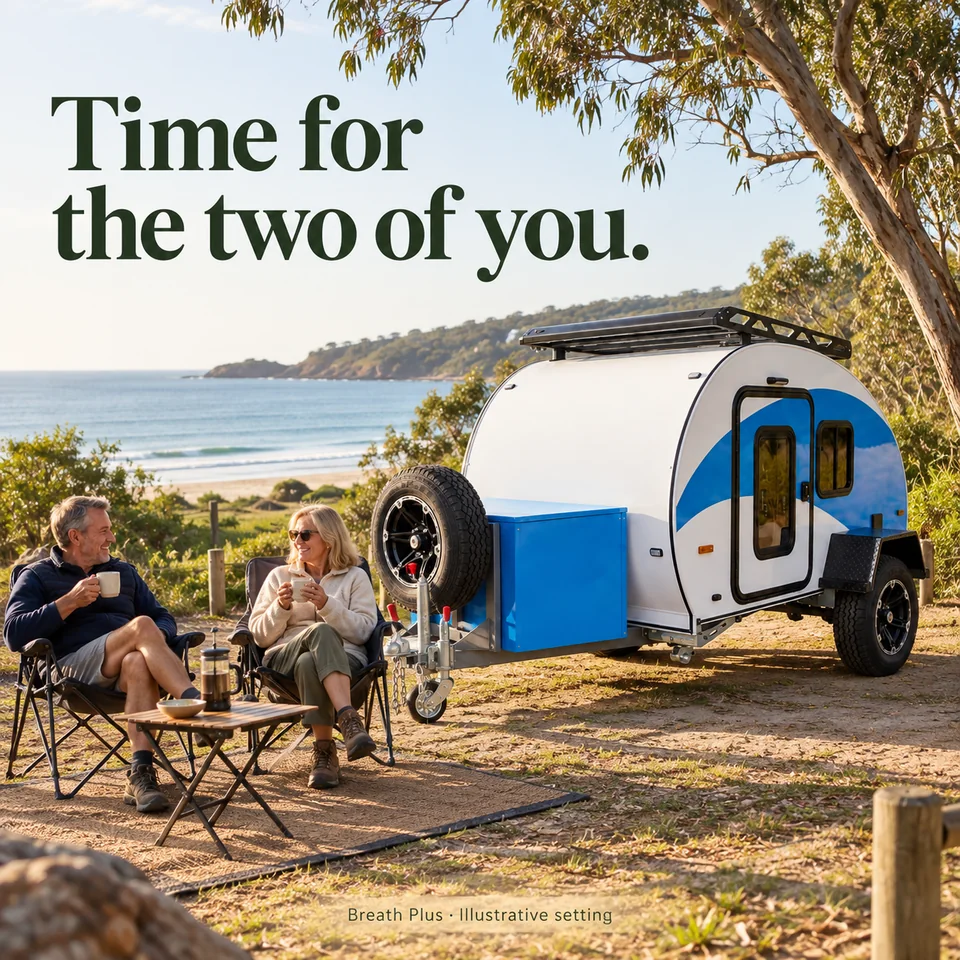 Illustrated campsite with a Breath Plus