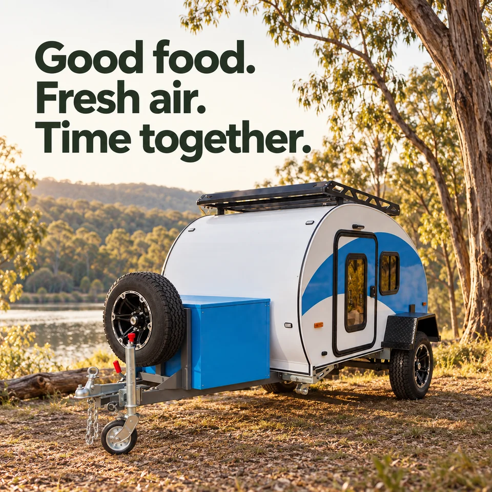 Illustrated camping scene with a Breath Plus