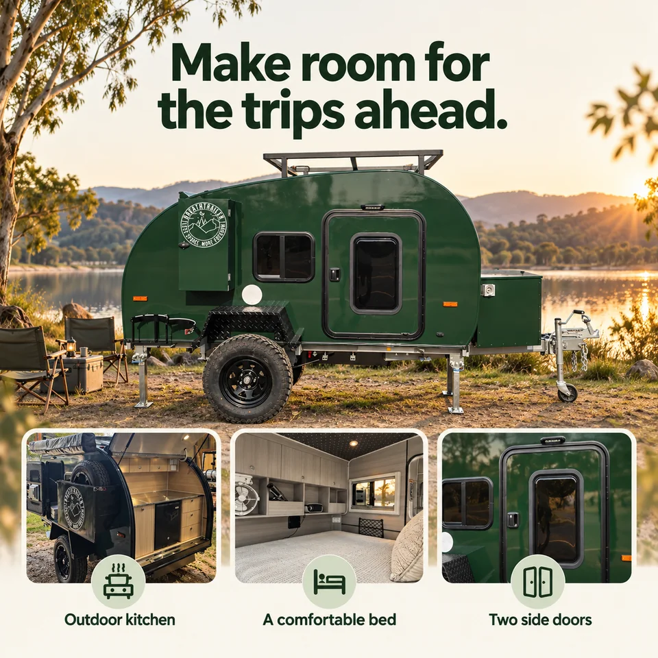 Illustrated camping scene with a Breath Ultra