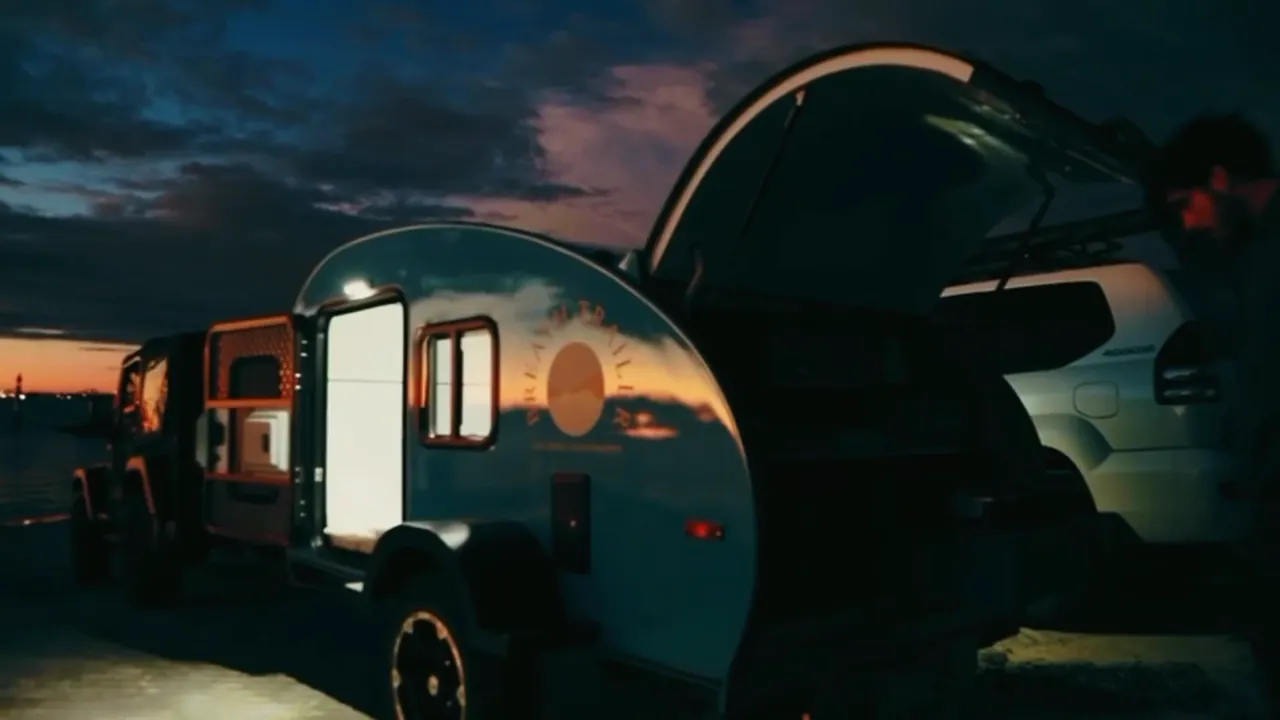 The Essential at dusk with its rear hatch lifted