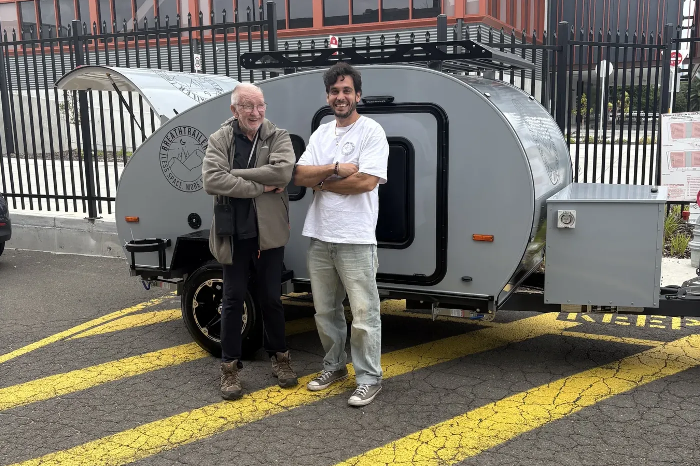 Happy Breath Trailer owners collecting their camper