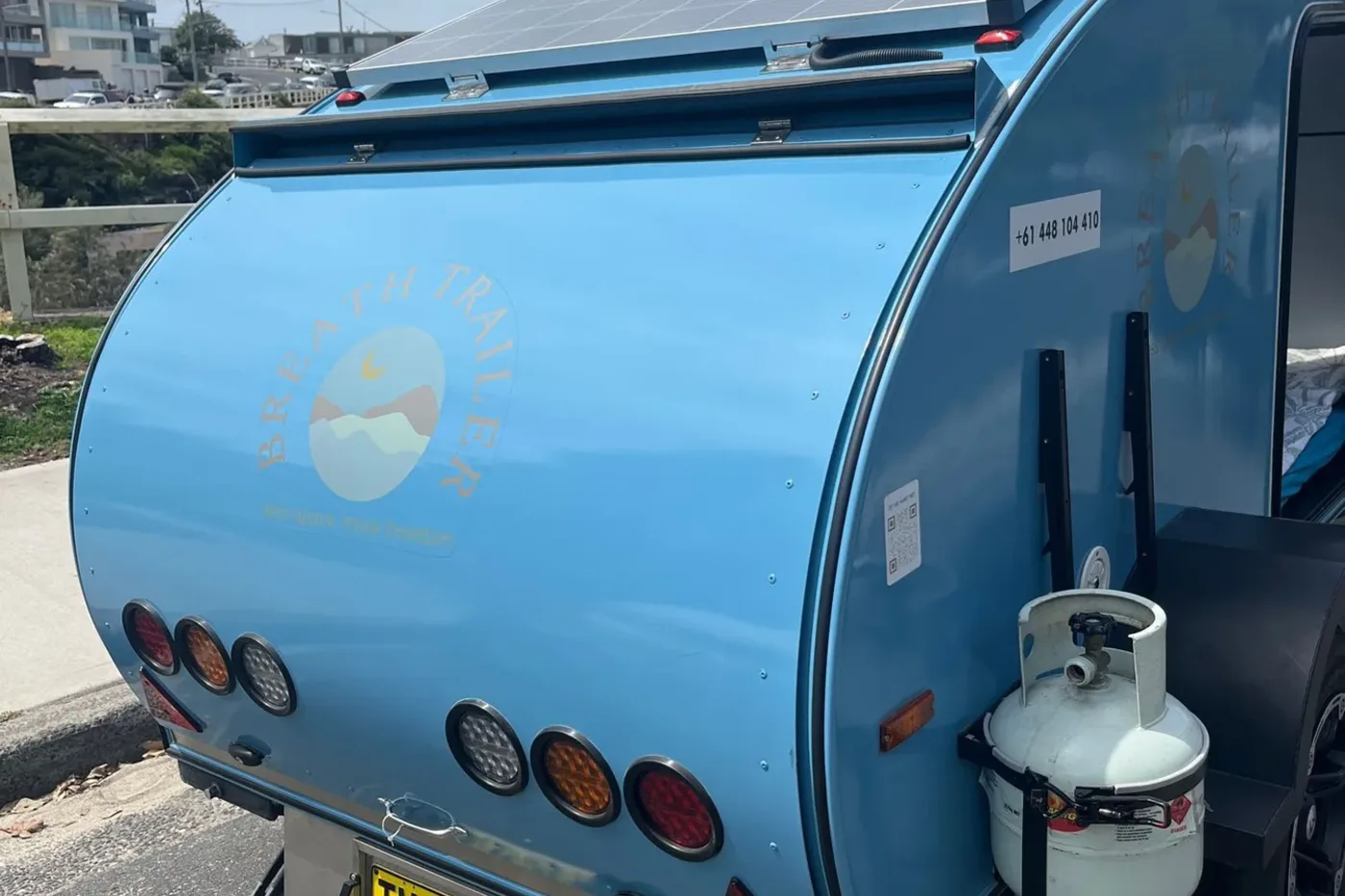 Breath Essential teardrop camper with roof solar panel