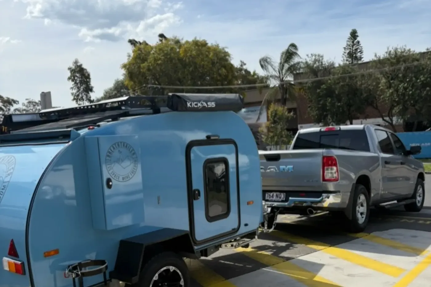 Breath Ultra towed by a RAM pickup