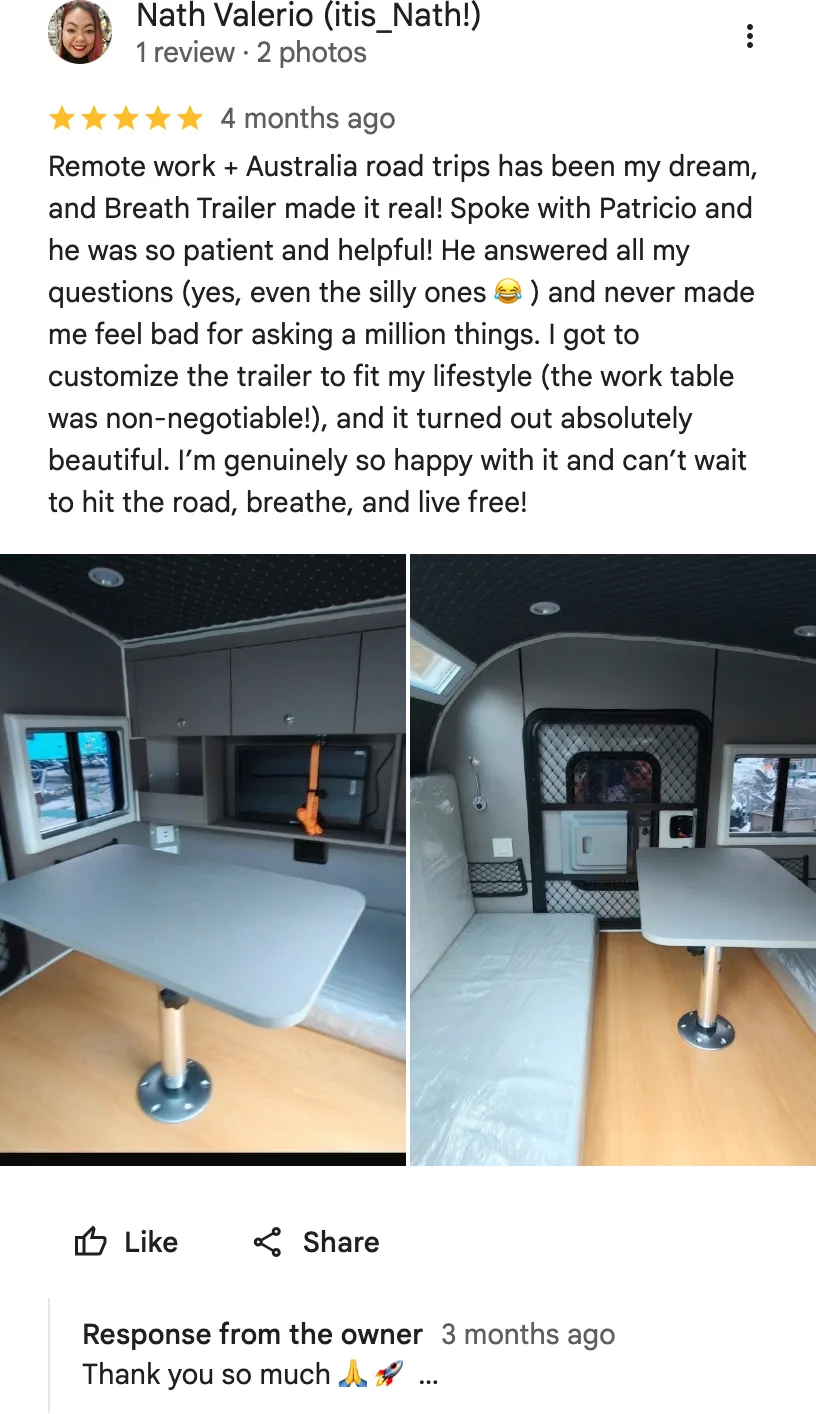 Google review from Nath Valerio (itis_Nath!)