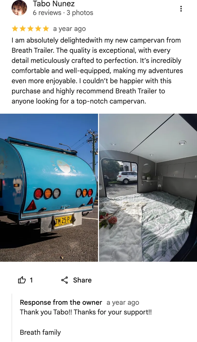 Google review from Tabo Nunez