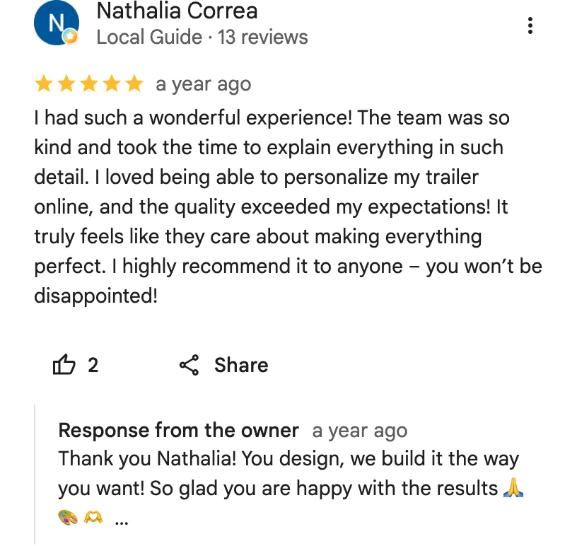 Google review from Nathalia Correa