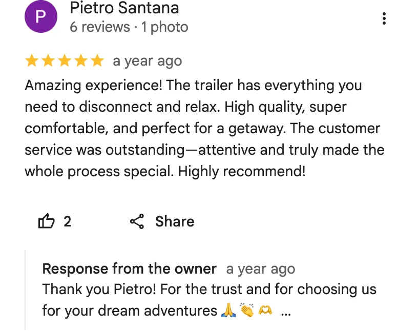 Google review from Pietro Santana