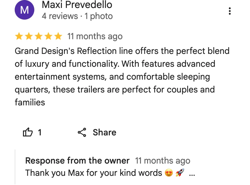 Google review from Maxi Prevedello