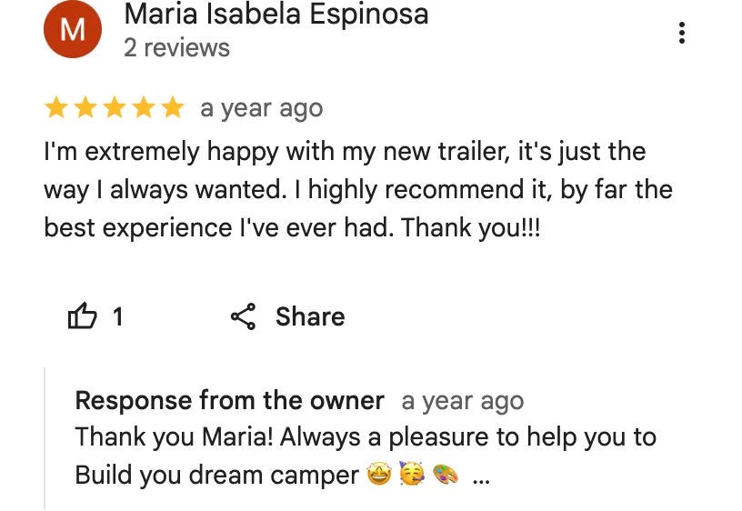 Google review from Maria Isabela Espinosa