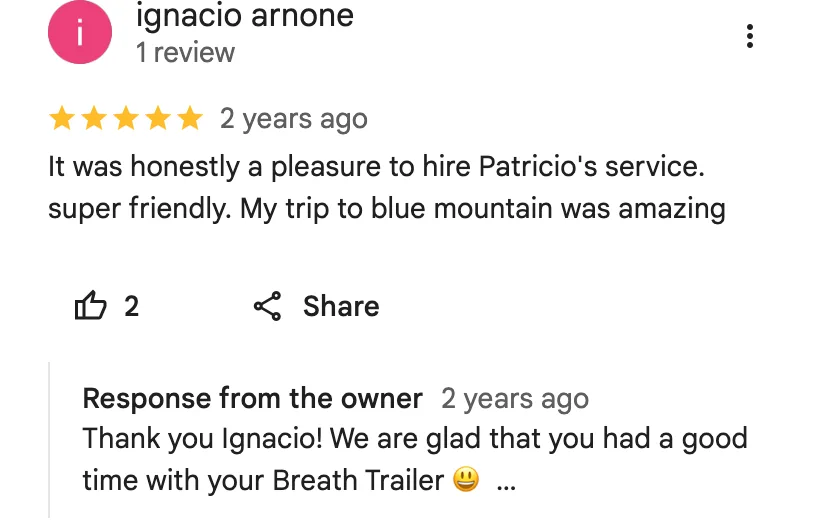 Google review from ignacio arnone