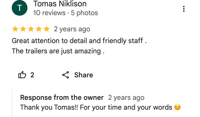 Google review from Tomas Niklison