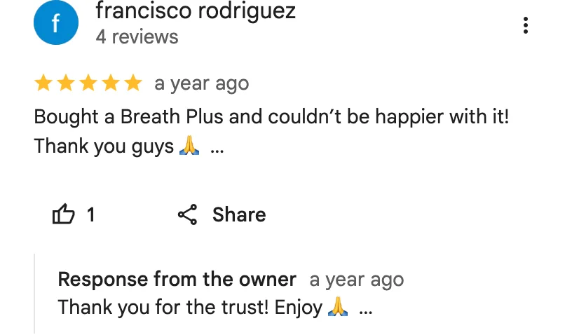 Google review from francisco rodriguez