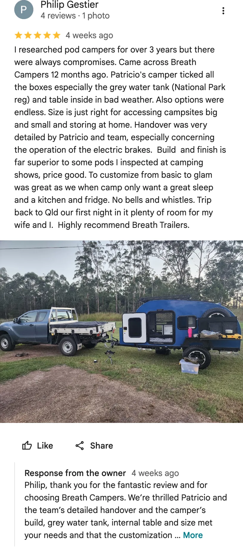 Google review from Philip Gestier