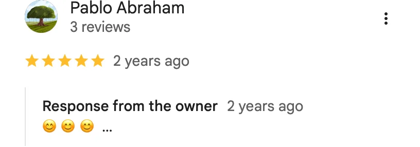Google review from Pablo Abraham