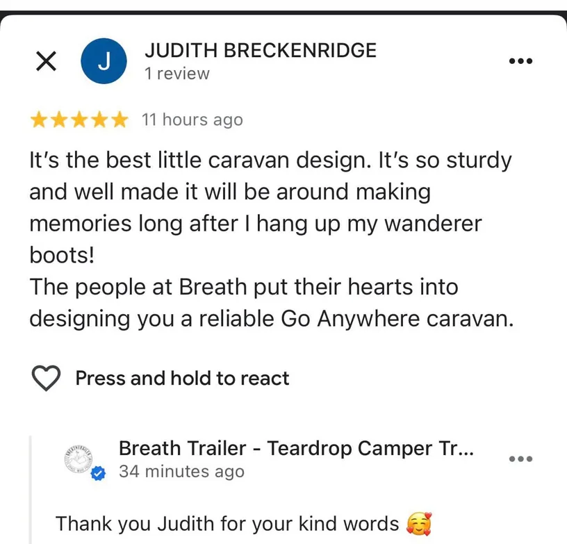 Google review from Judith Breckenridge