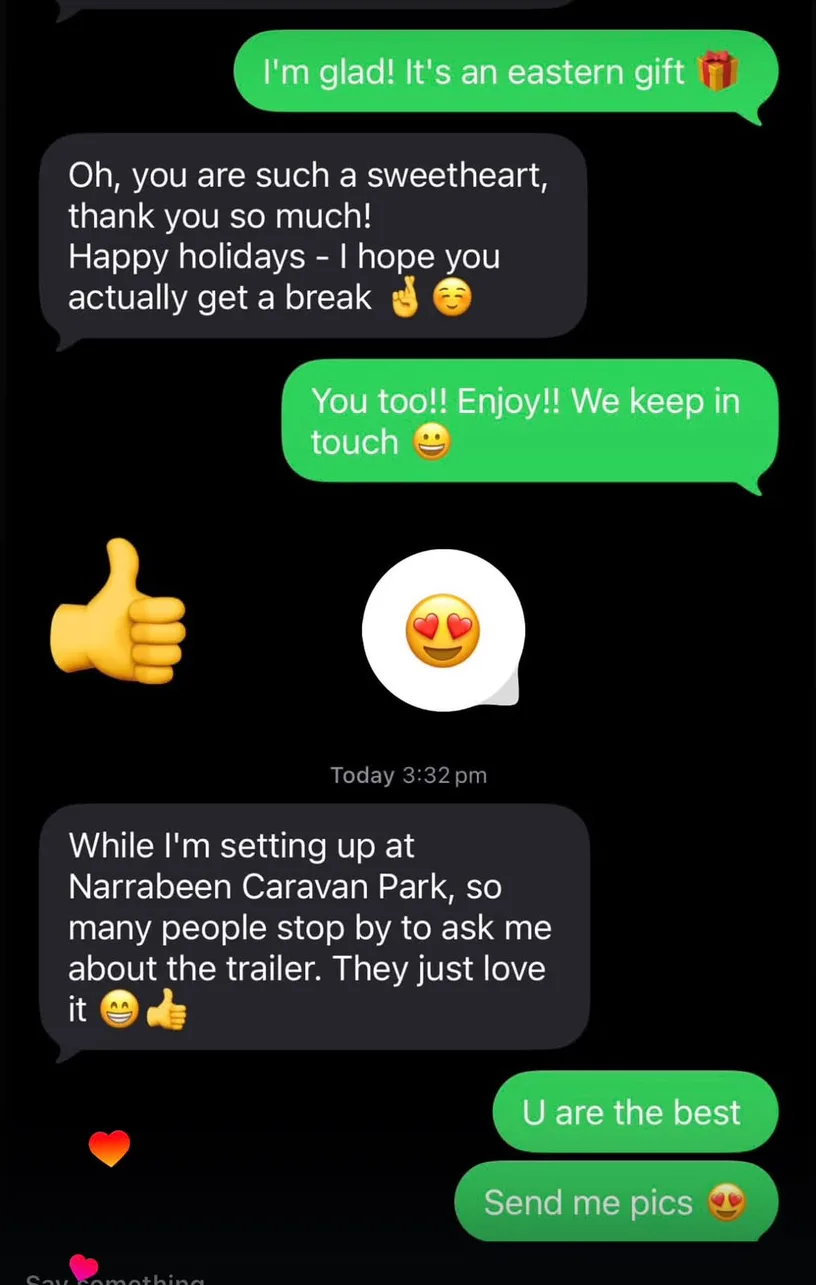 Message from a happy Breath Trailer customer