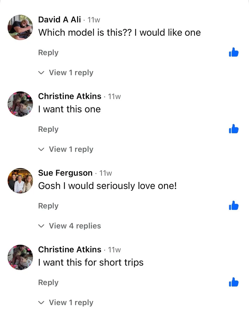 Facebook comments from customers wanting a Breath Trailer