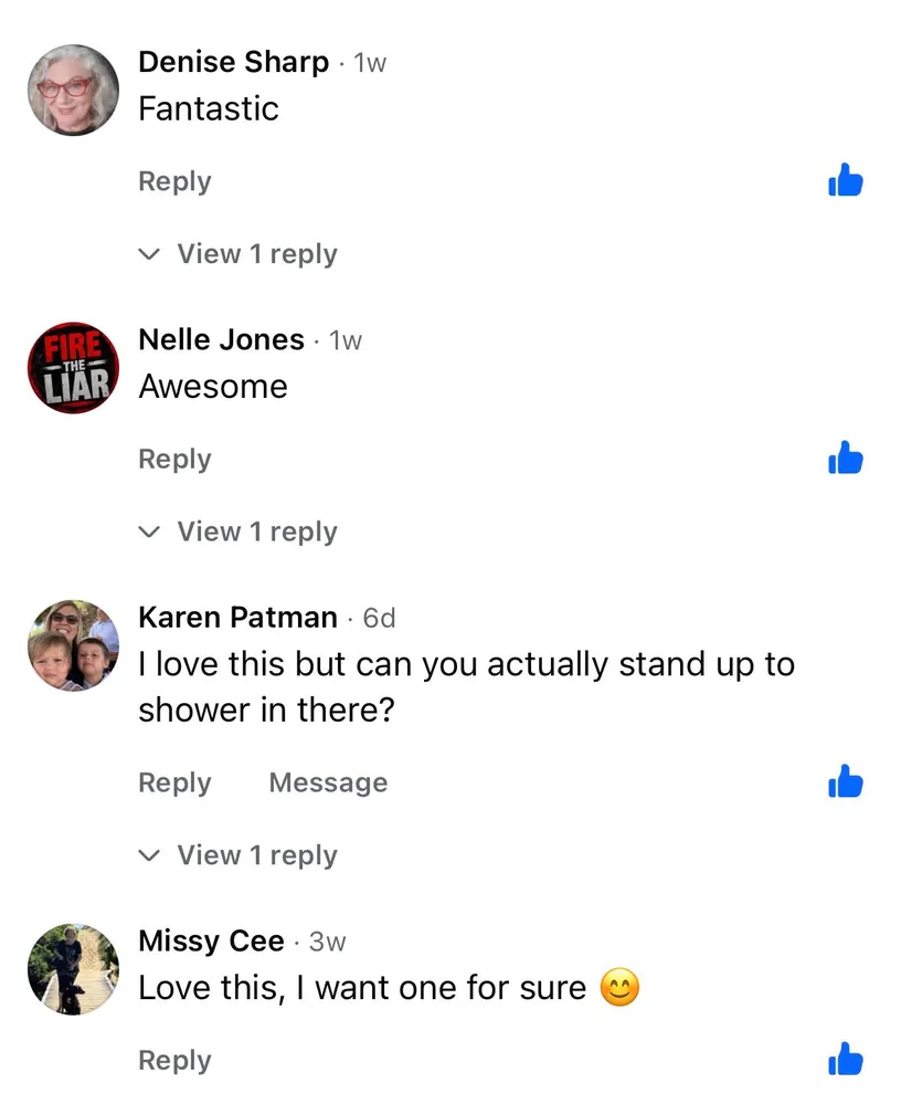 Facebook comments from customers loving the Breath Trailer
